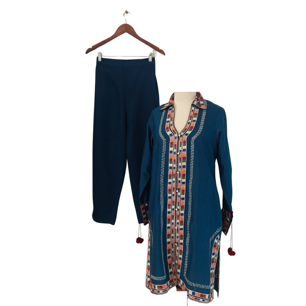 Berdi Blue Embroidered 2 Piece Outfit | Brand New |