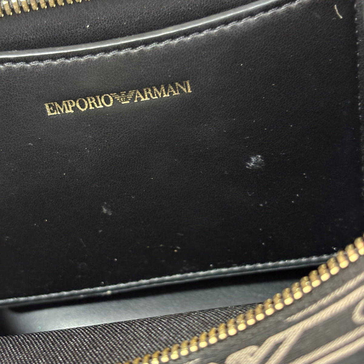 Emporio Armani Black Monogram Mini Tote Bag | Gently Used |
