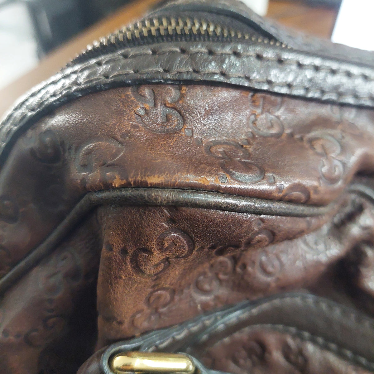 Gucci Brown Guccissima Leather Boston Bag | Pre Loved |