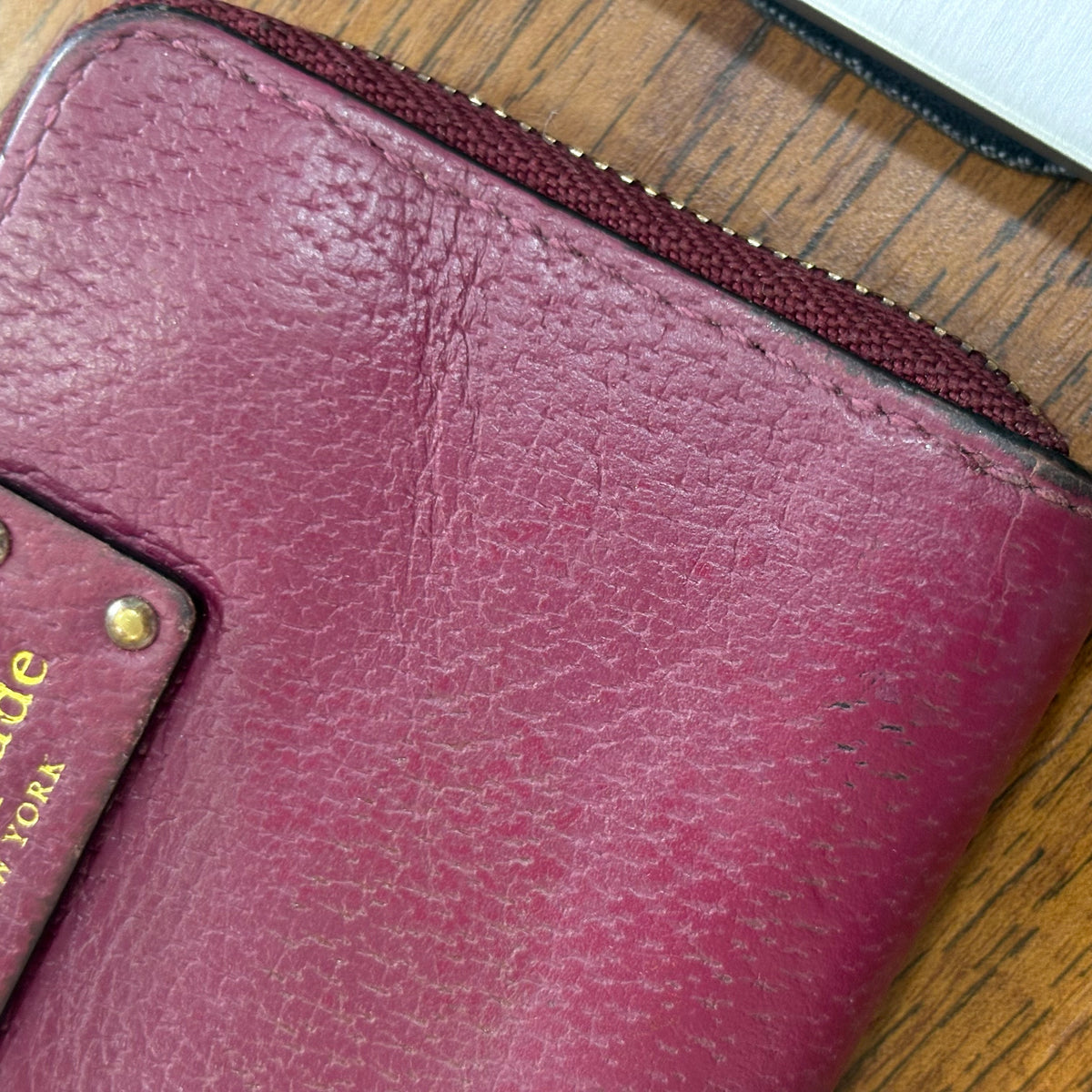 Kate Spade Oxblood Small Zip Around Wallet | Pre Loved |