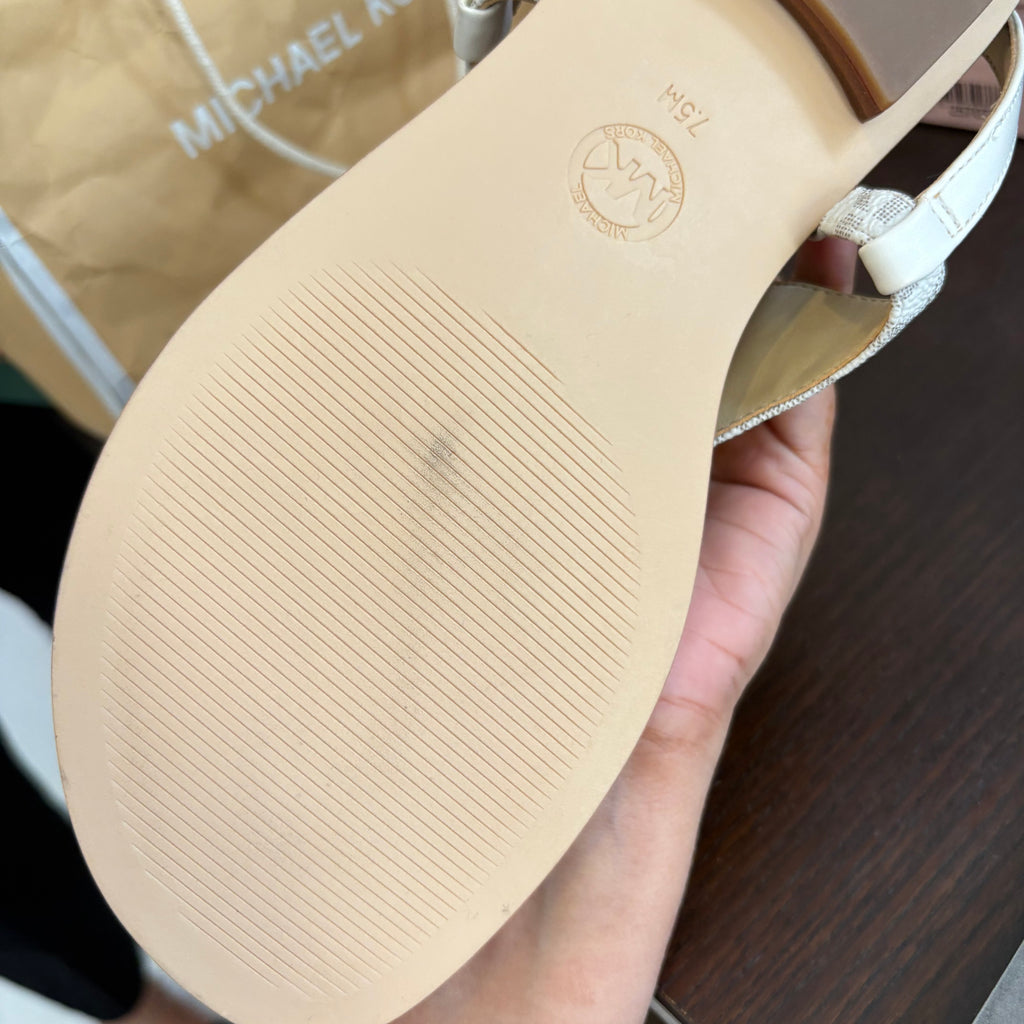 Michael Kors Vanilla Leatherette 'Reed' Thong Sandals | Brand New |