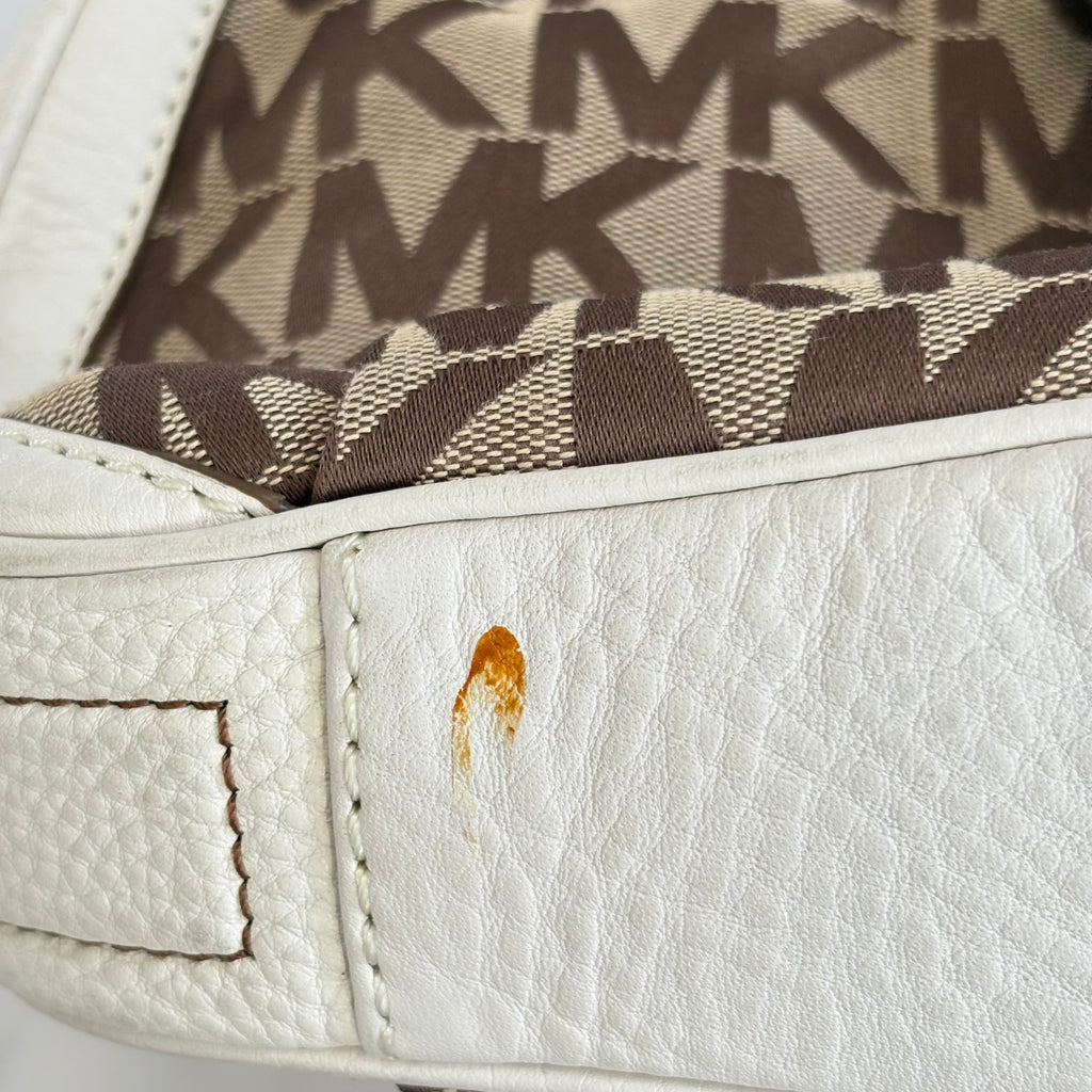 Michael Kors White & Brown Leather Hobo Bag | Pre Loved |
