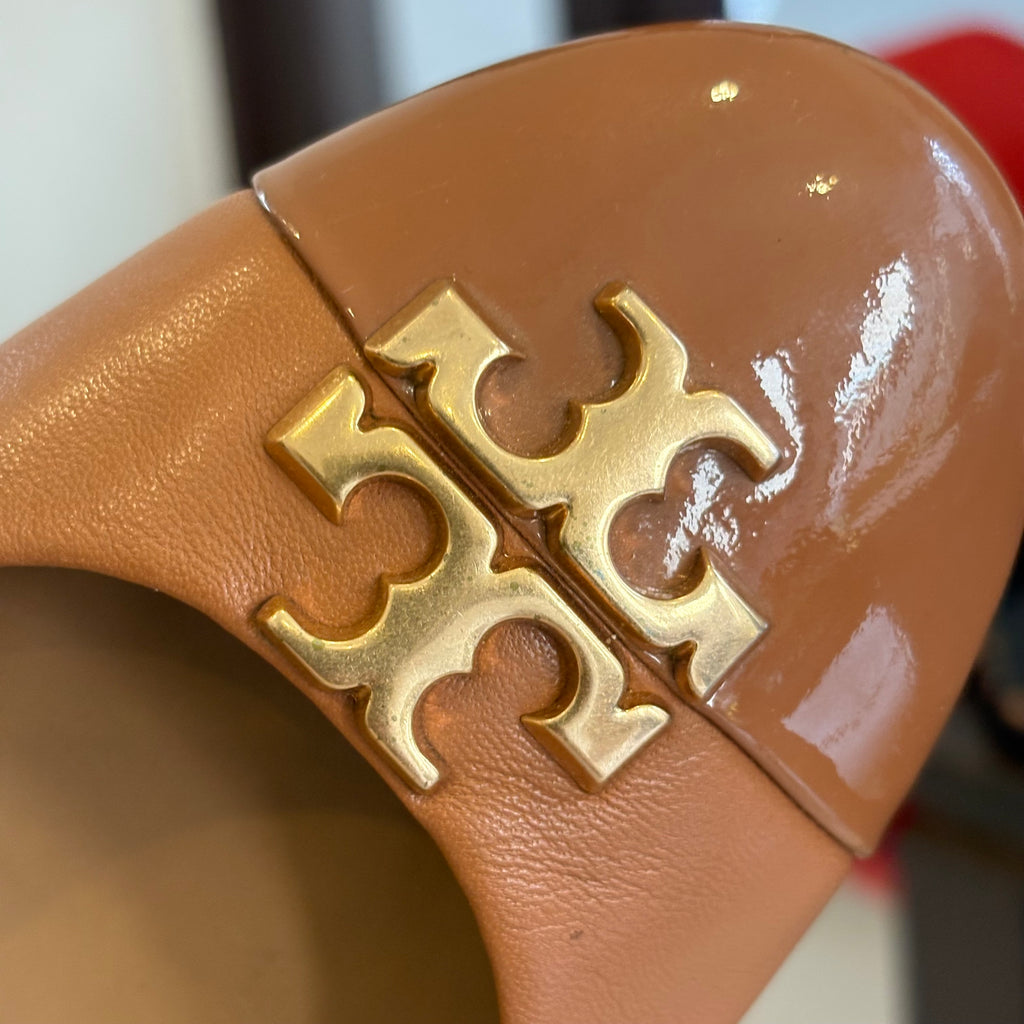 Tory Burch Tan Leather 'Everly' Cap-Toe Pumps | Gently Used |