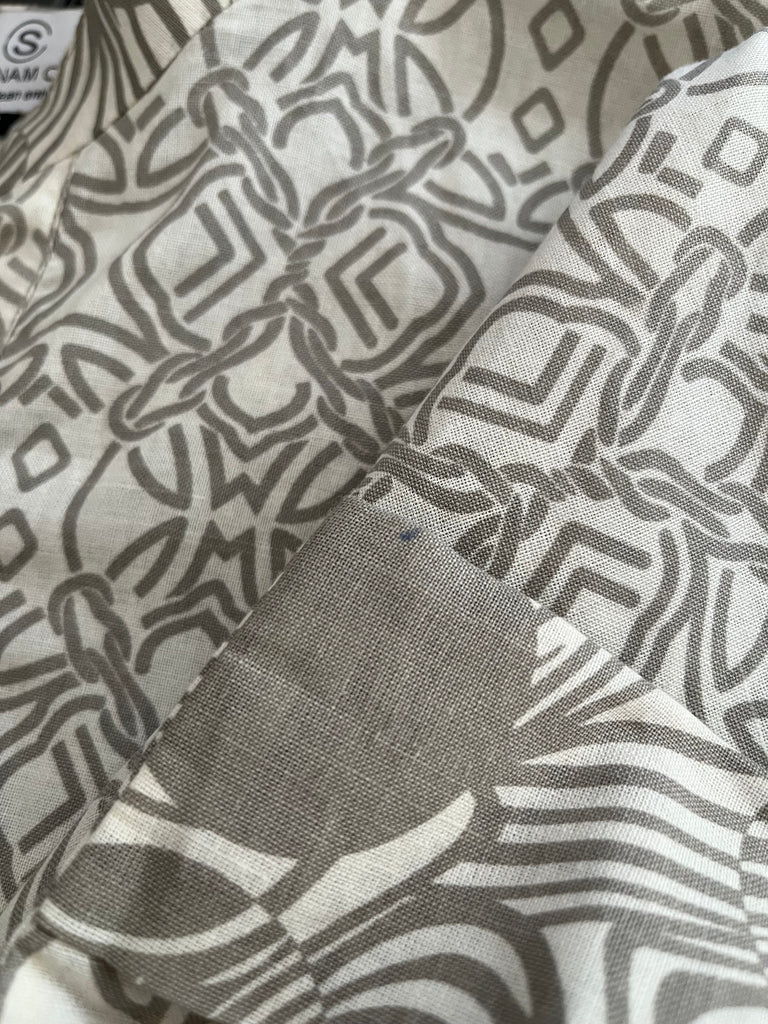 Sanam Chaudhri Grey & White Block Print Kurta | Brand New |