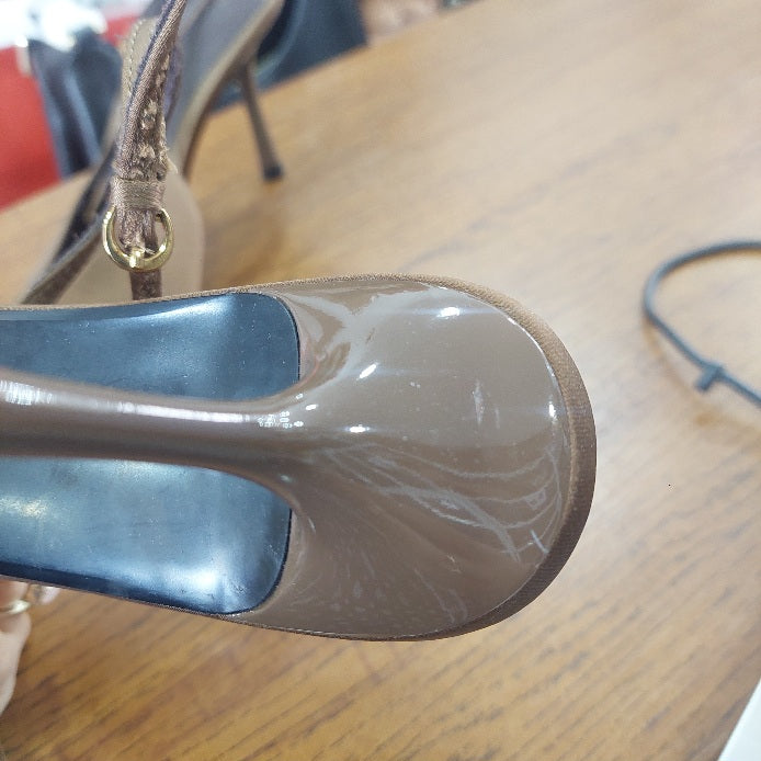 Zara Brown Satin Slingback Heels | Gently Used |