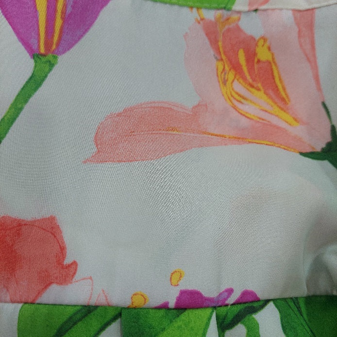 Zara Multicolour Satin Floral Print Button Down Shirt | Pre Loved |