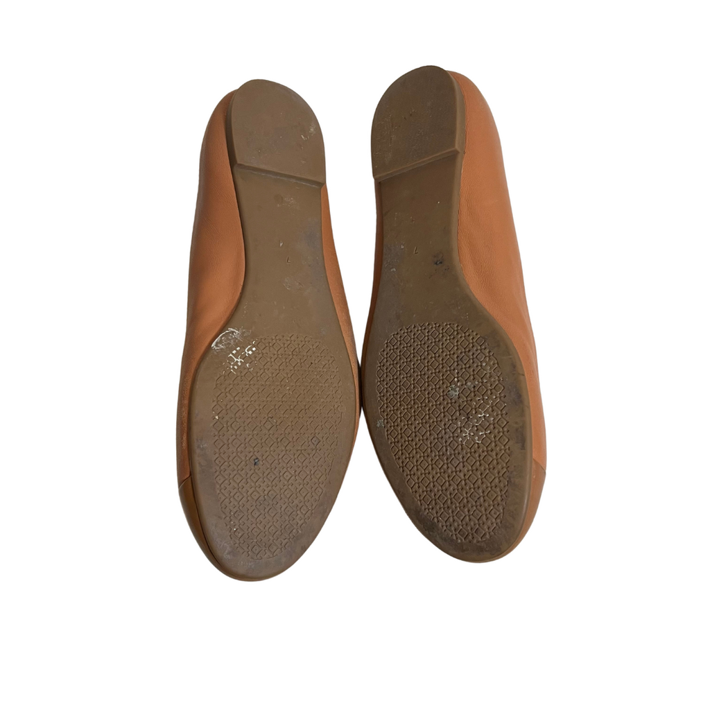 Tory Burch Two-toned Tan Leather Everly Ballet Flats | Pre Loved |