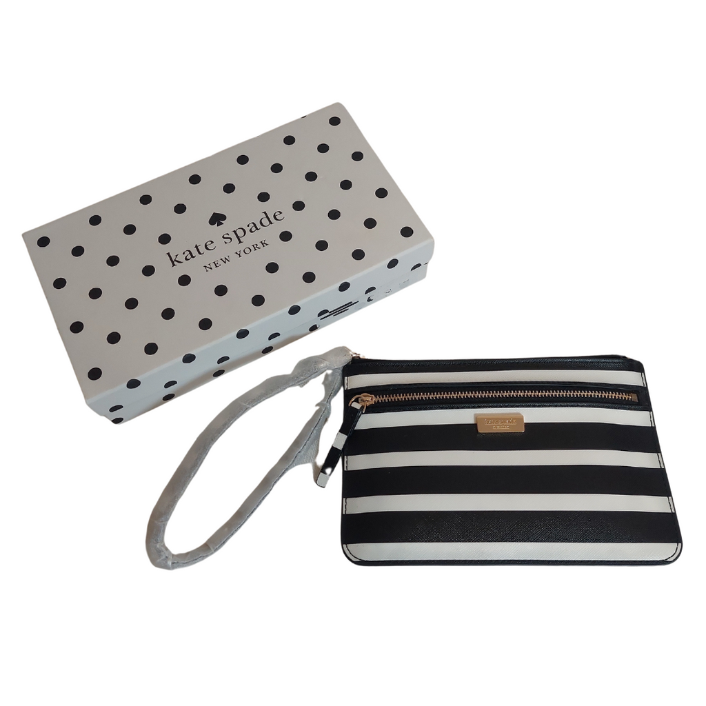 Kate Spade Black And White Stripe Shore Street Sailing Stripe Tinie Wristlet | Like New |
