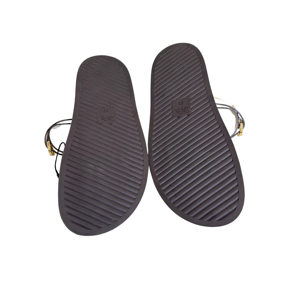 ZARA Ivory Double Strap Sandals | Brand New |