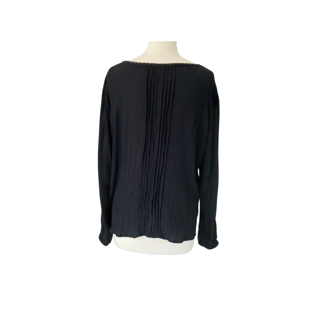 Gap Black Pleated & Lace Blouse | Pre Loved |