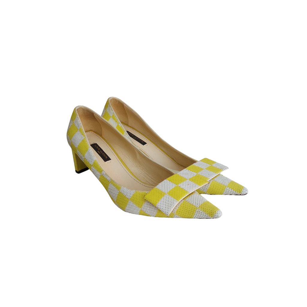Louis Vuitton Yellow & White Magic Square Pumps | Pre Loved |