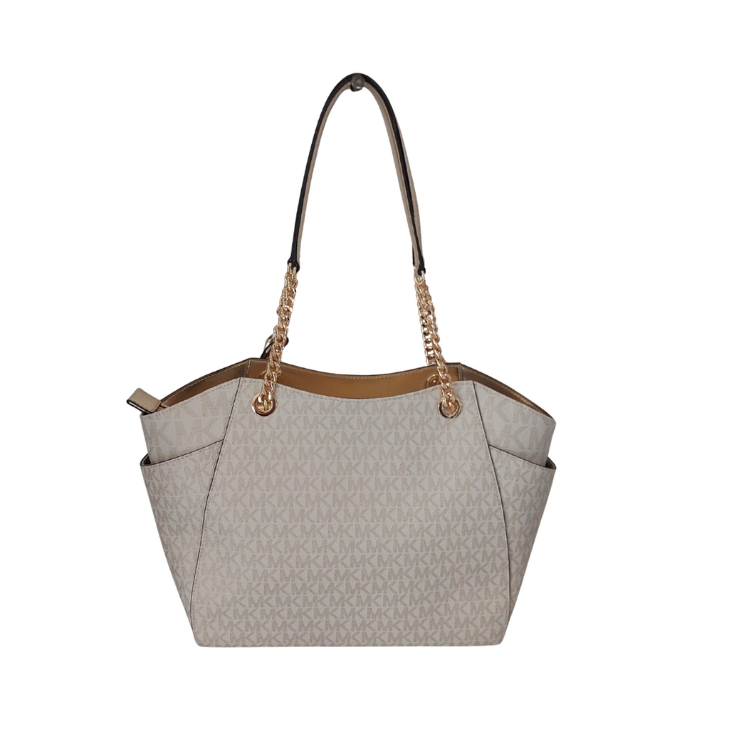 Michael Kors Vanilla & Pale Gold Leather Jet Set Tote Bag | Like New |