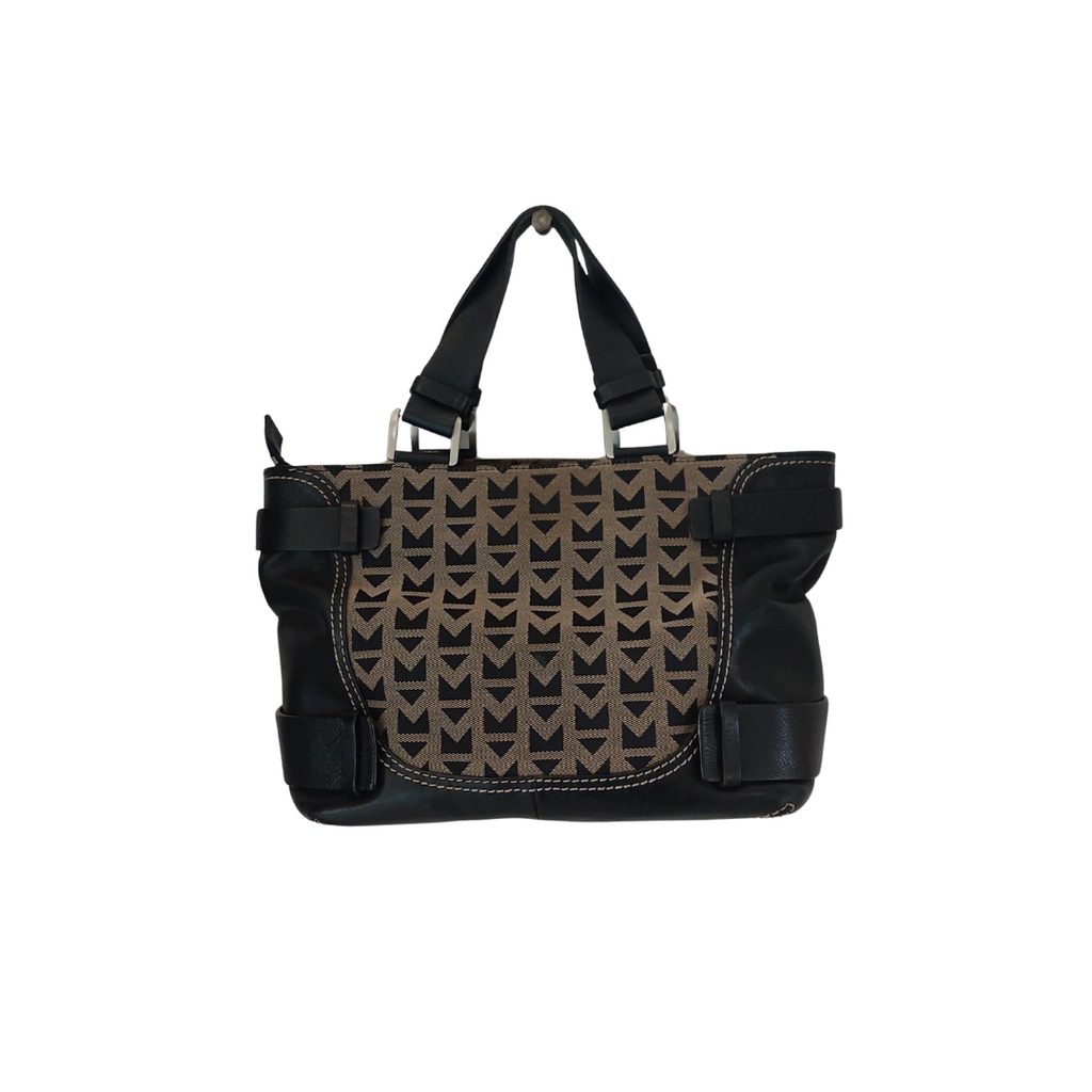 Michael Kors Black Leather & Canvas Buckle Logo Tote | Pre loved |