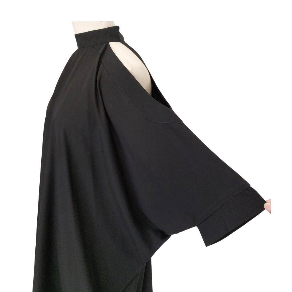 Nadia Khan Black Sheer Cold-Shoulder Poncho Top | Gently Used |