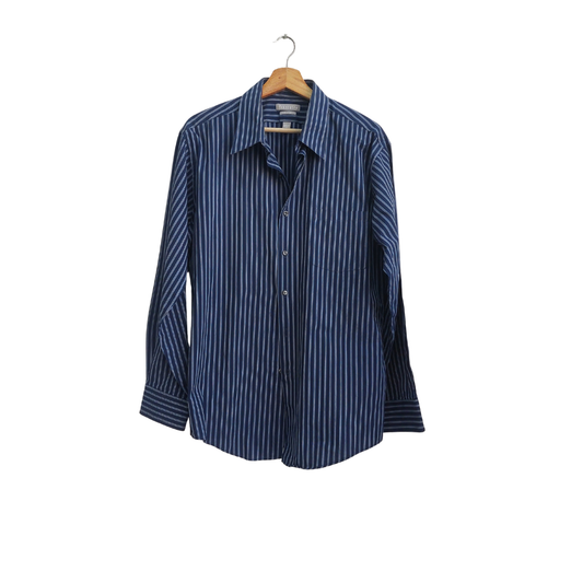 Van Heusen Men's Blue And Grey Striped Shirt | Gently Used |