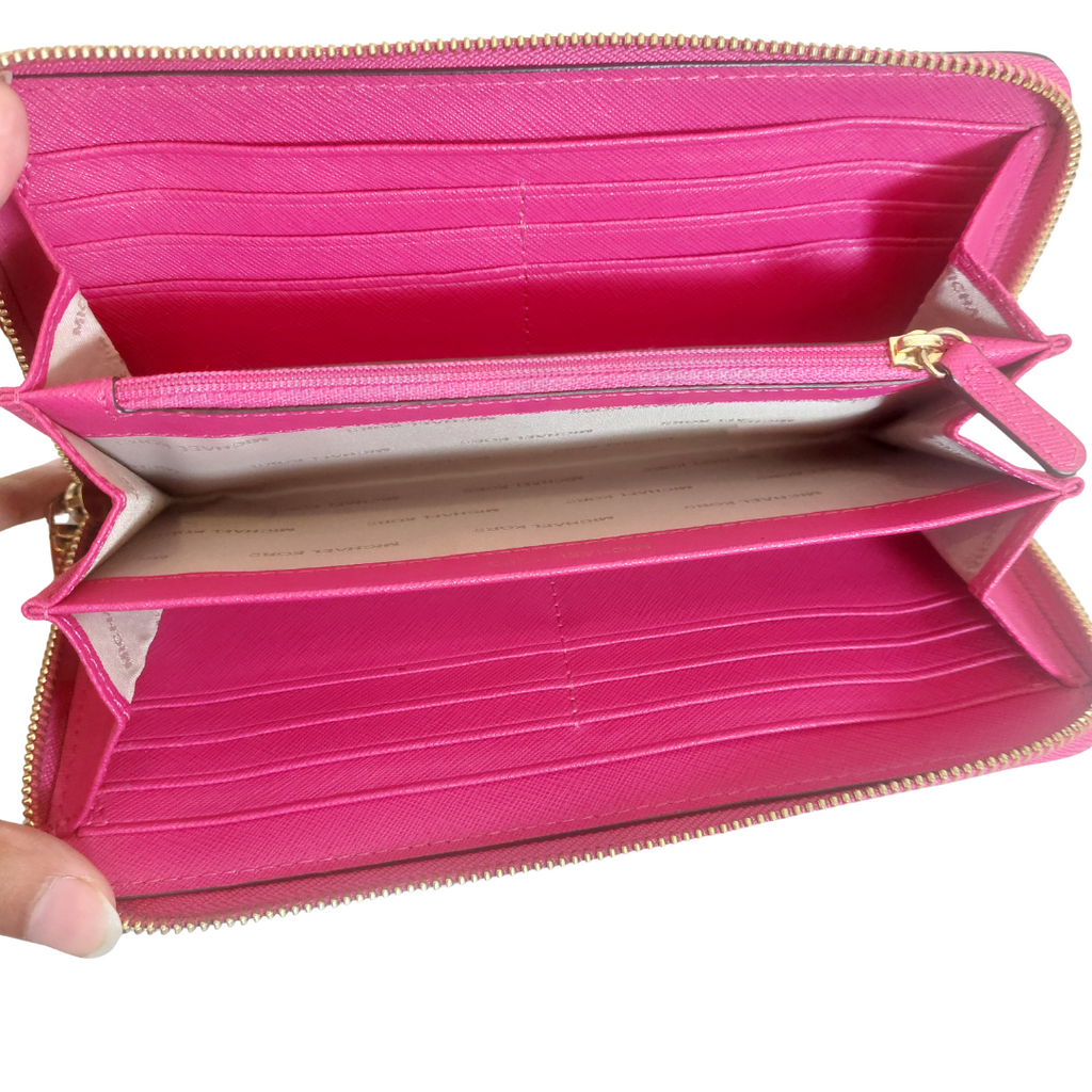 Michael Kors Cranberry Pink Leather Zip Around Wallet | Gently Used |