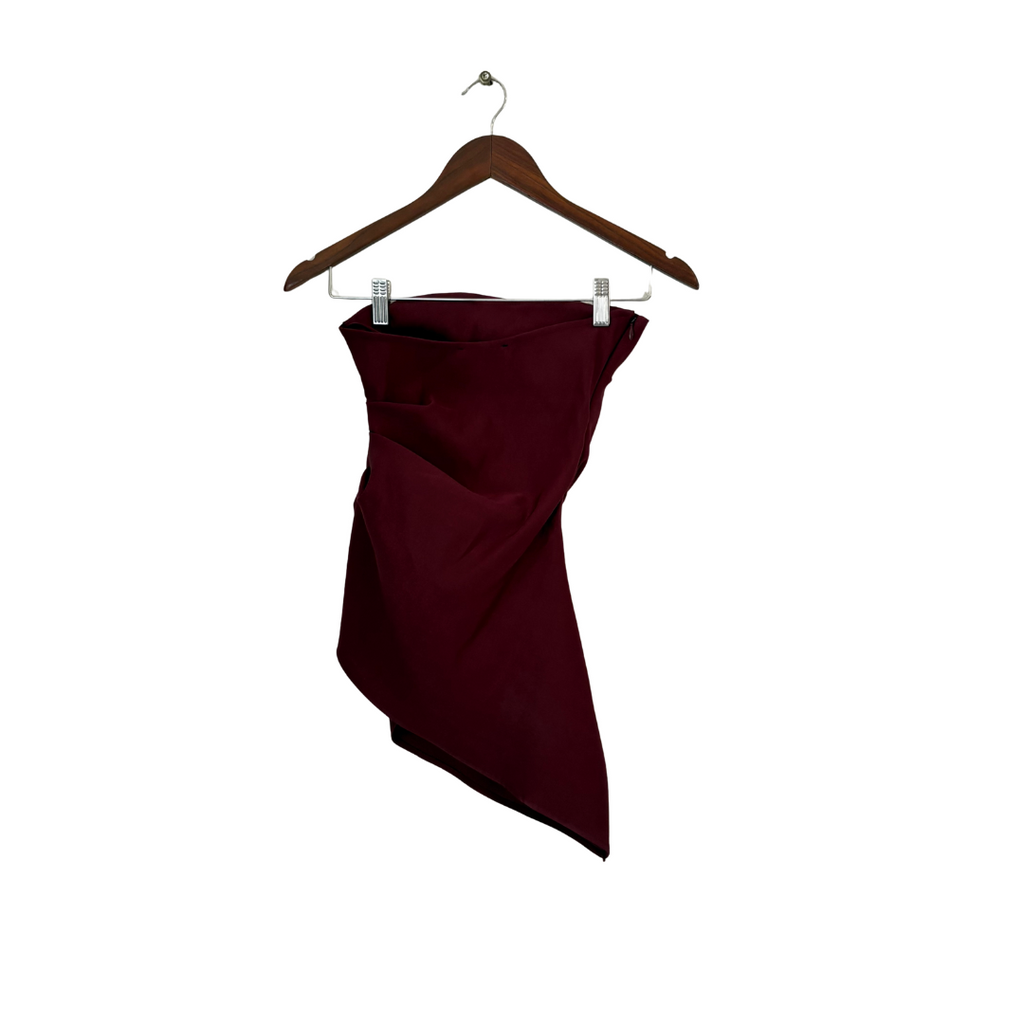 Zara Maroon Asymmetrical Strapless Top | Gently Used |