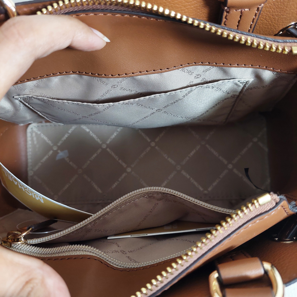 Michael Kors Vanilla Monogram 'Reed' Small Satchel | Brand New |