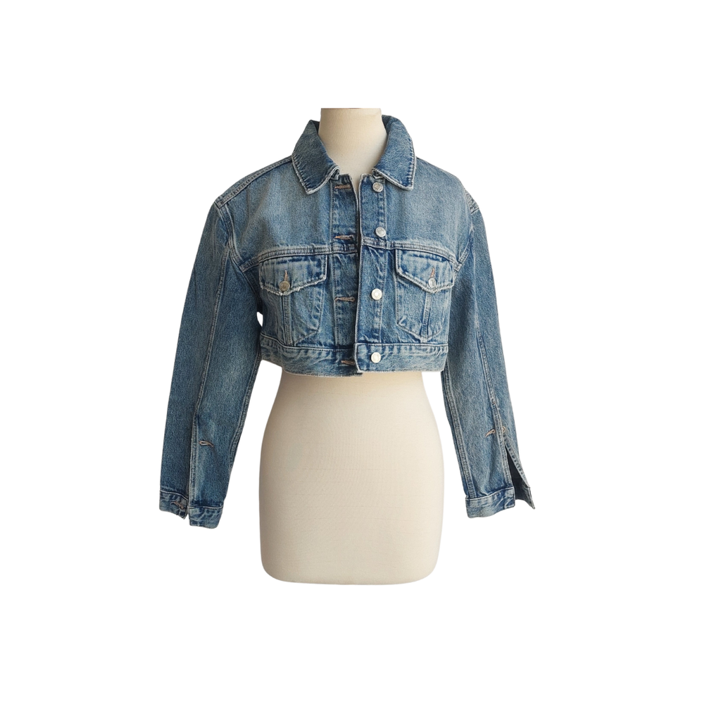 Kaia X ZARA Blue Denim Cropped Jacket | Brand New |