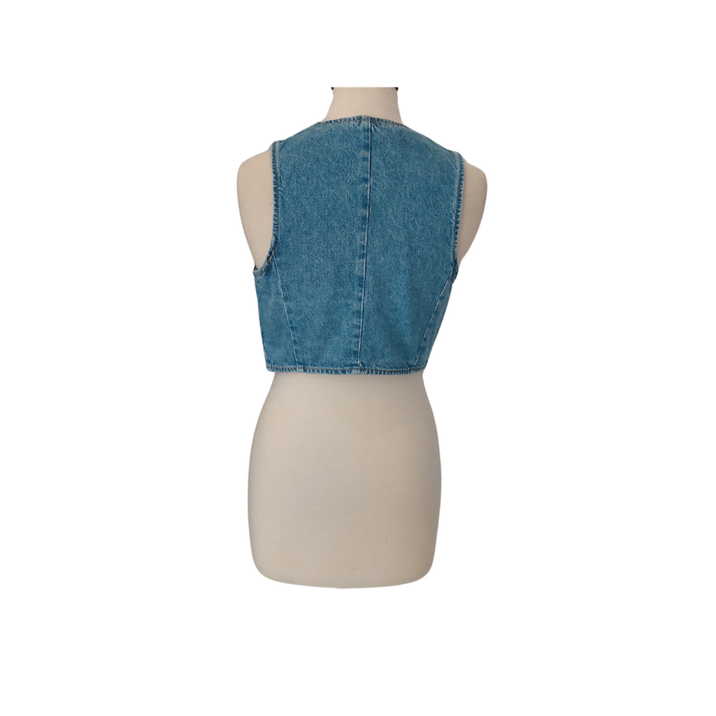 Zara Light Denim Cropped Waist Coat | Brand New |