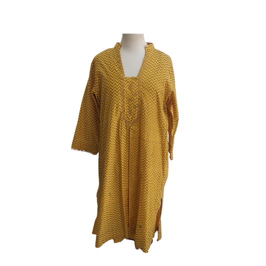 Élan Mustard Chevron Kurta | Brand New |