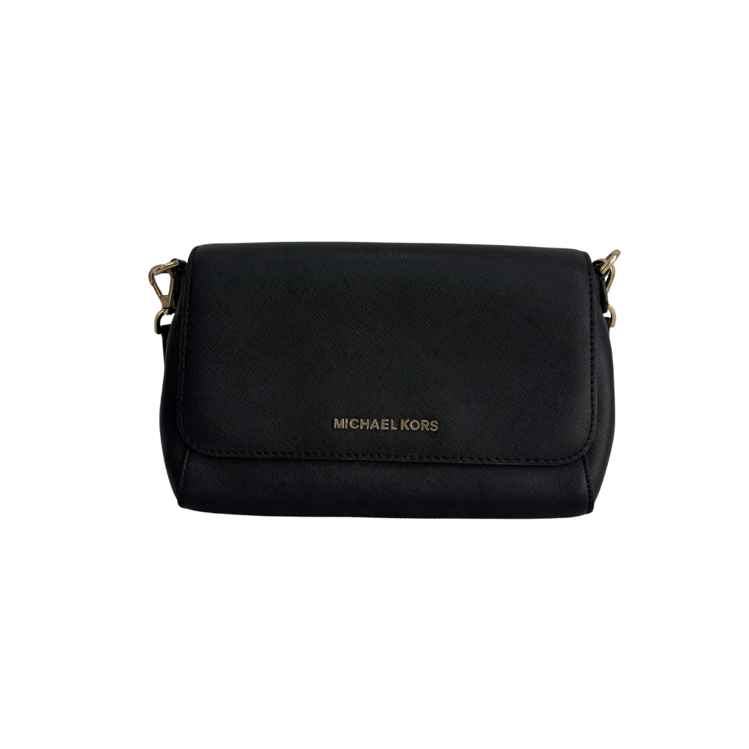 Michael Kors Black Saffiano Leather Convertible Pouchette Crossbody Bag | Pre Loved |