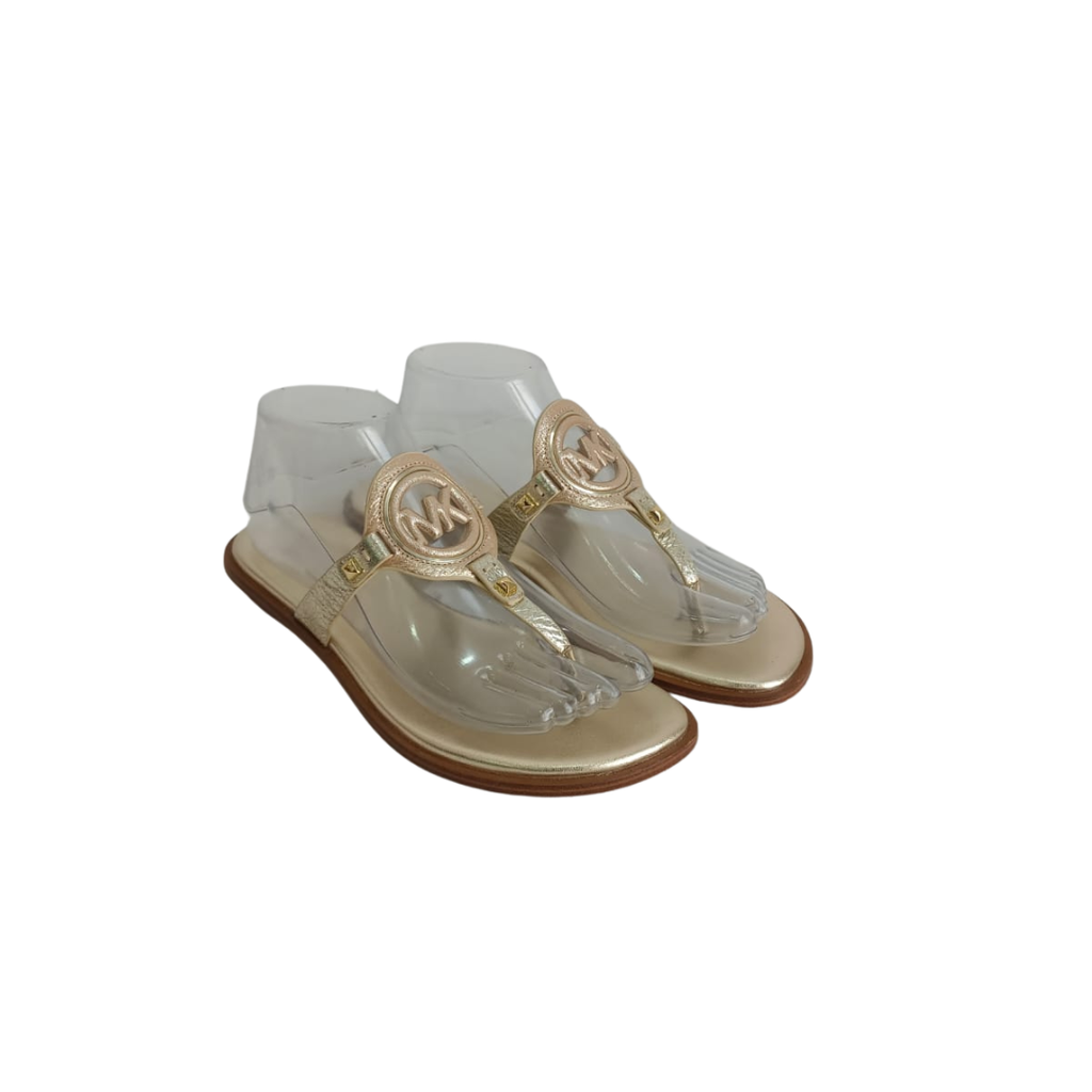 Michael Kors Metallic Gold Aubrey Leather Sandals | Gently Used |