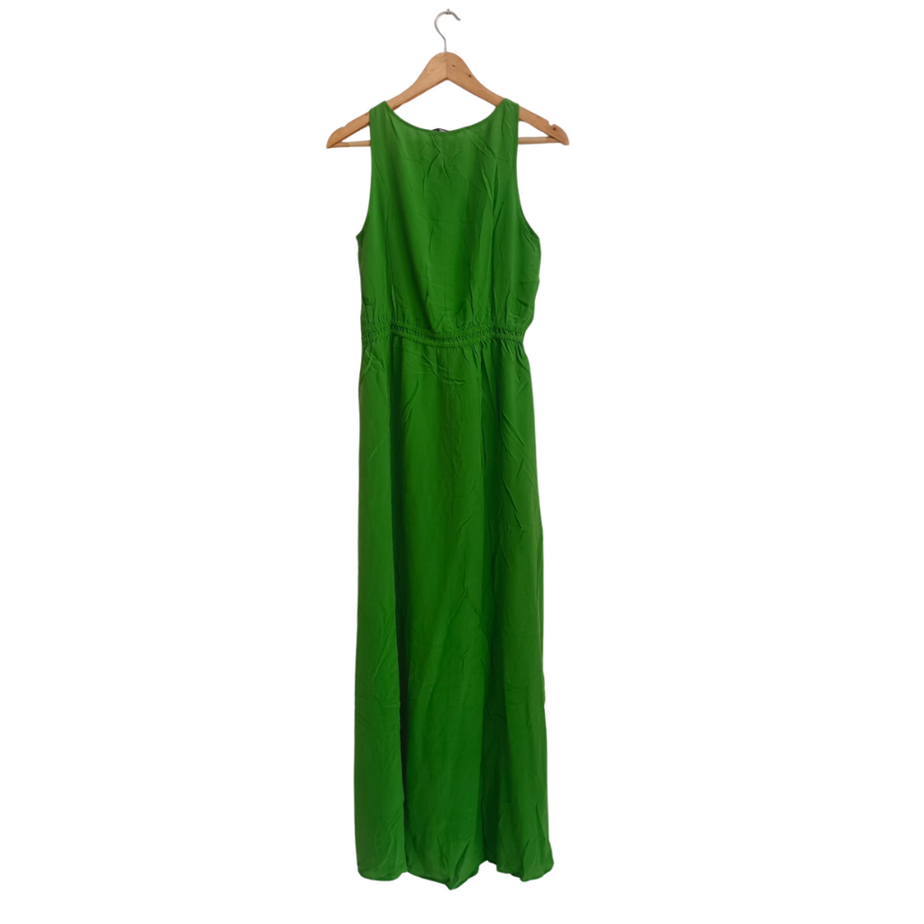 Mango Parrot Green Sleeveless Waist Tie up Dress | Pre Loved |