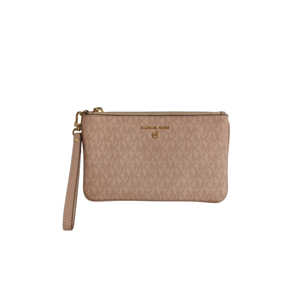 Michael Kors Pink Signature Logo Medium Wristlet | Pre Loved |