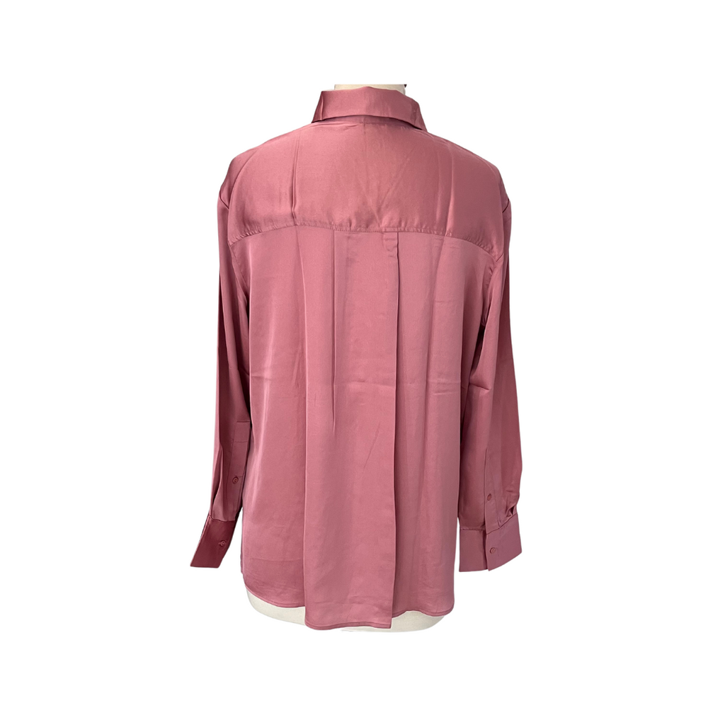 Mango Pink Satin Collared Top | Pre Loved |
