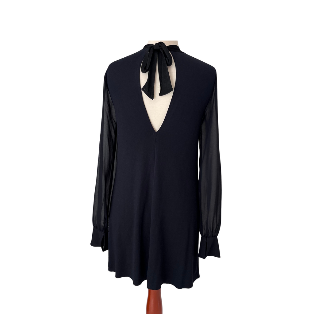 Zara Black Neck-Tie Knee Length Dress | Pre Loved |