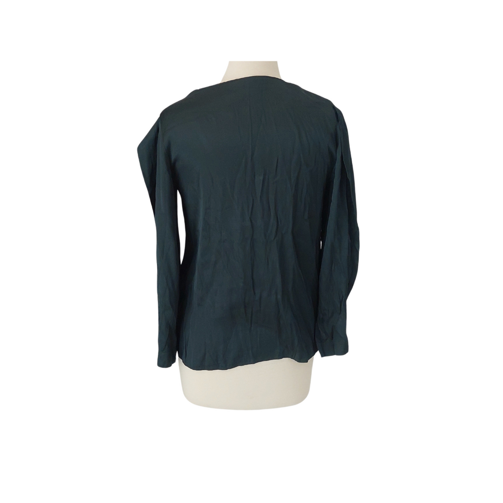 ZARA Dark Green V-neck Satin Top | Gently Used |