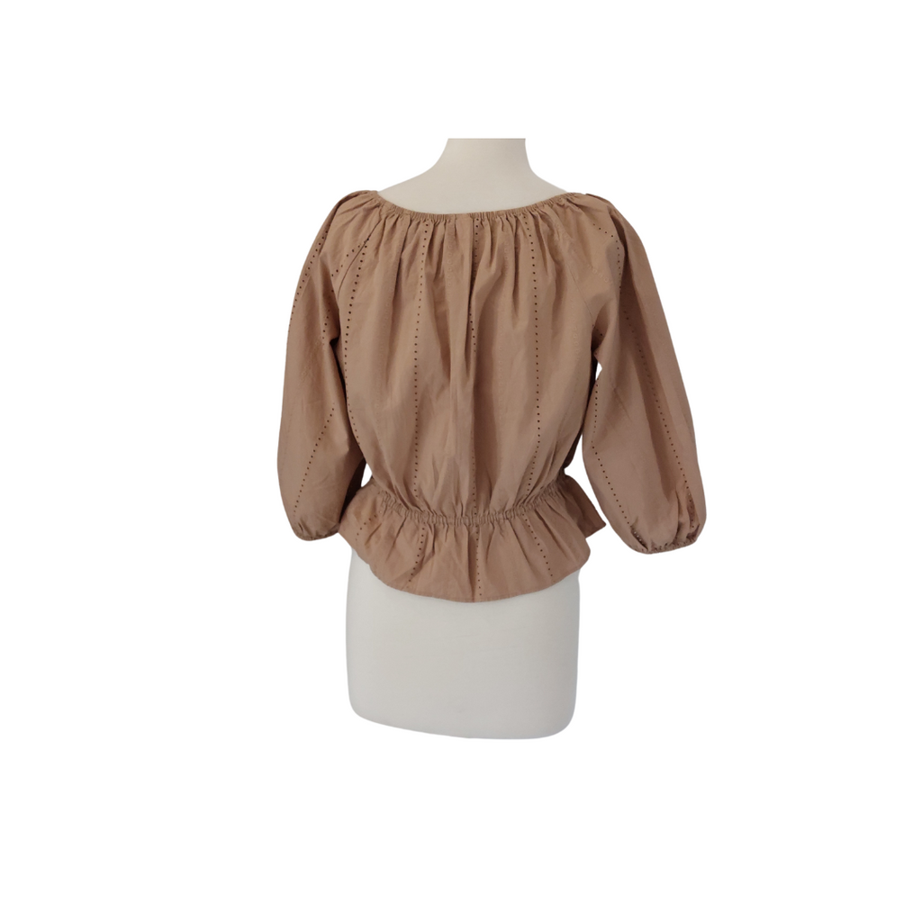 Uniqlo Light Brown Chicken Cotton Peasant Top | Gently Used |