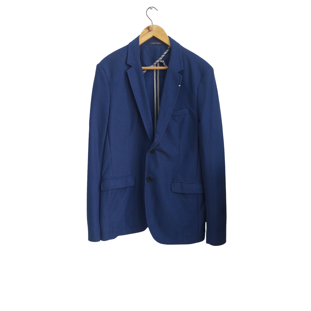 Zara Men's Blue Two Buttons & Flap Pockets Blazer | Pre Loved | - Secret Stash