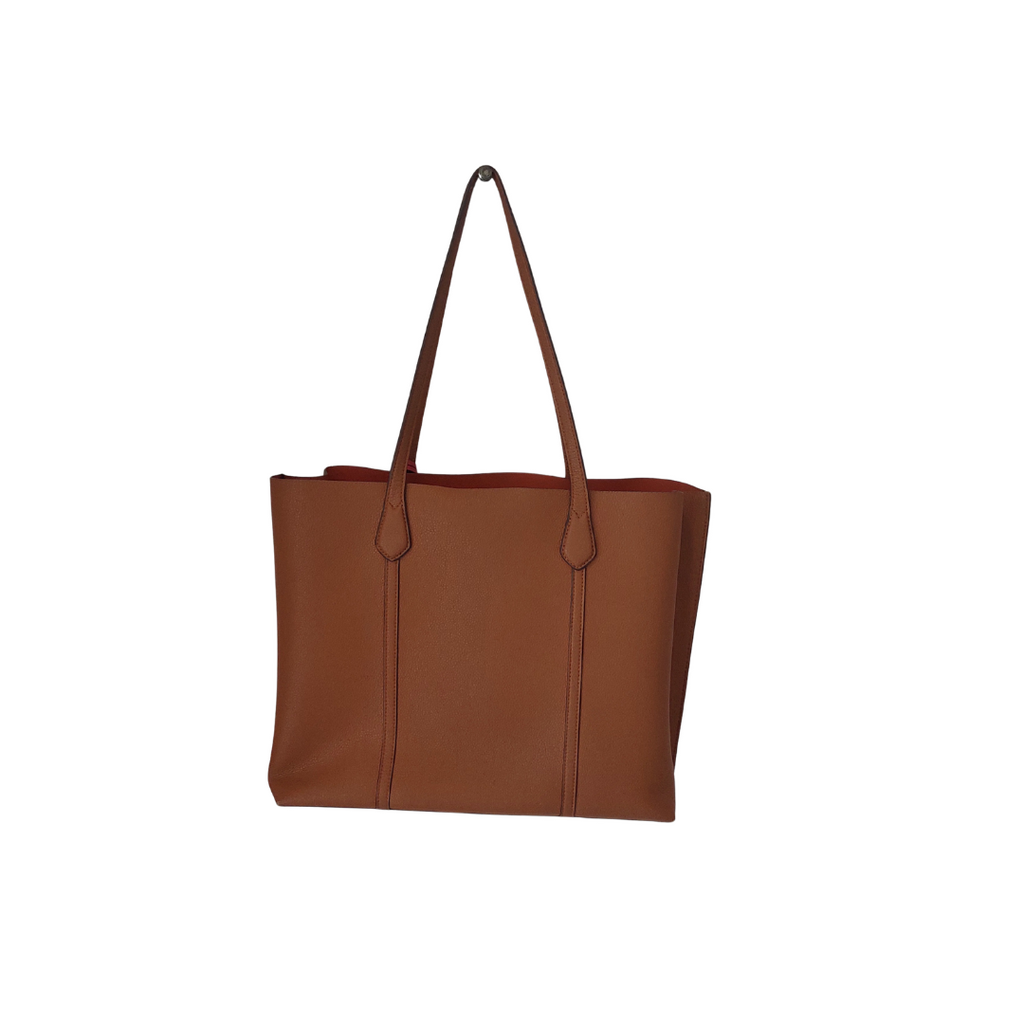 Tory Burch Brown Perry Triple Compartment Leather Tote Bag | Pre Loved |