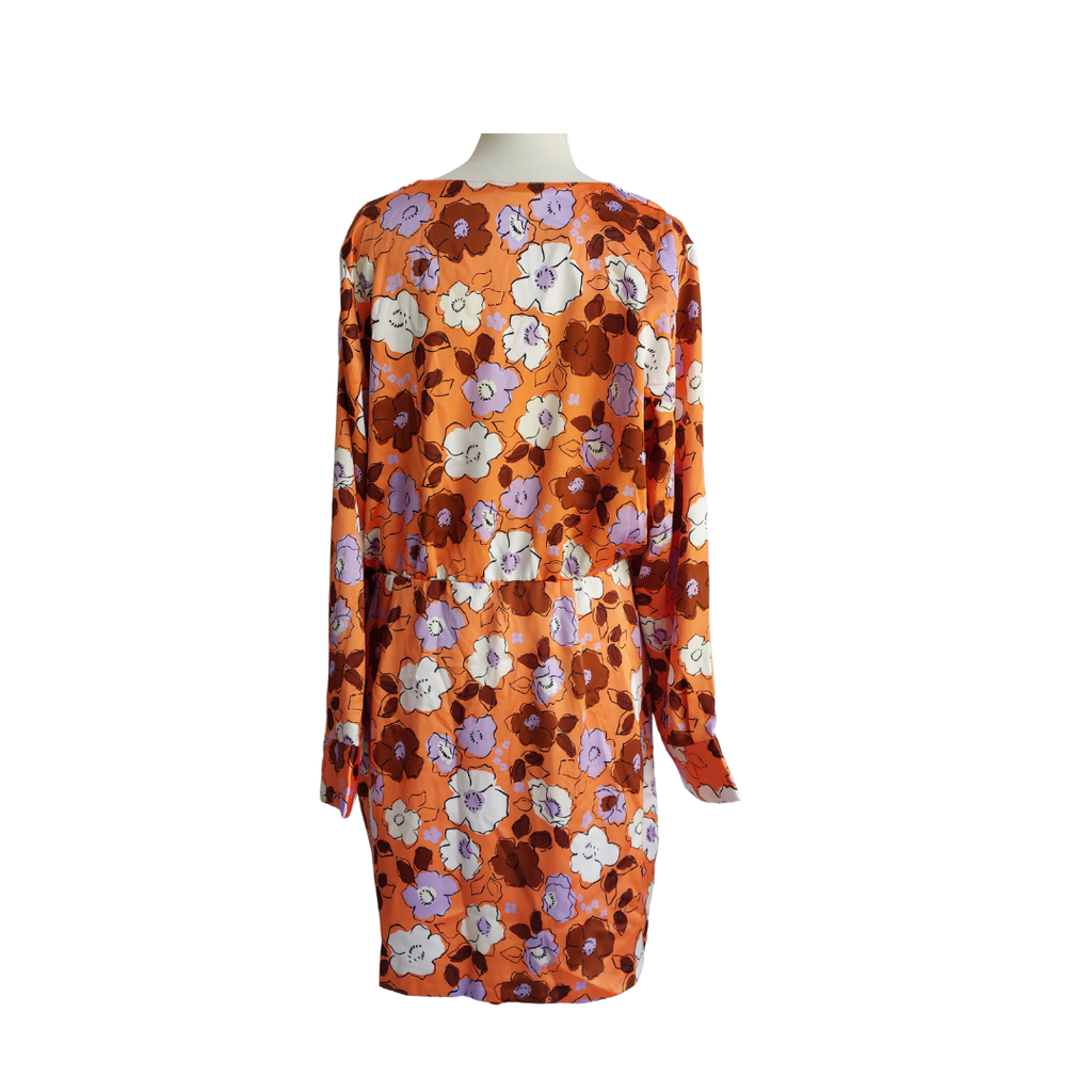ZARA Orange Floral Printed Wrap Short Dress | Brand New |