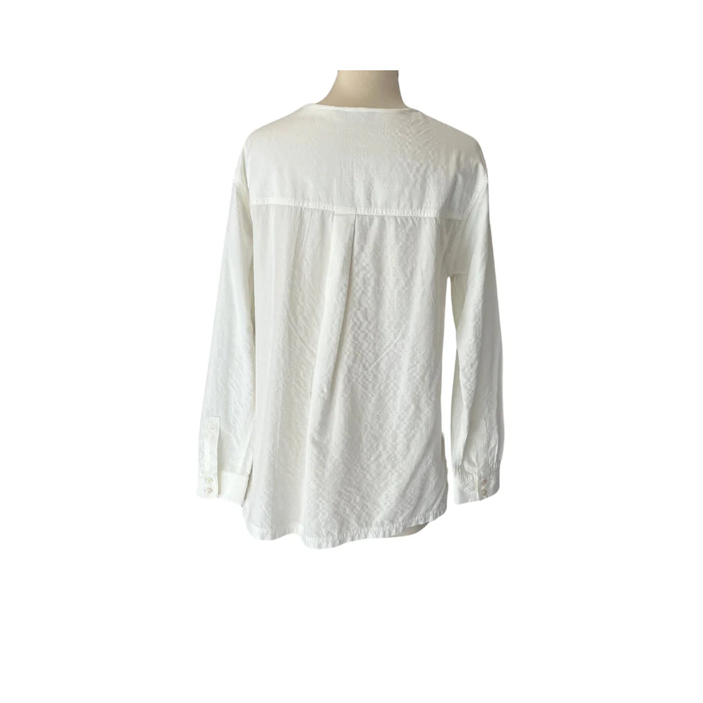 Marks & Spencer White Button-down Tie-neck Top | Like New |