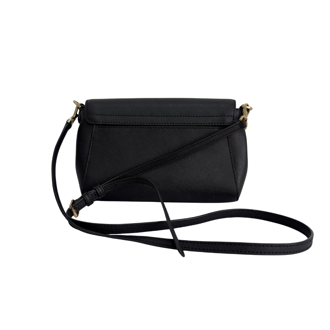 Michael Kors Black Saffiano Leather Convertible Pouchette Crossbody Bag | Pre Loved |