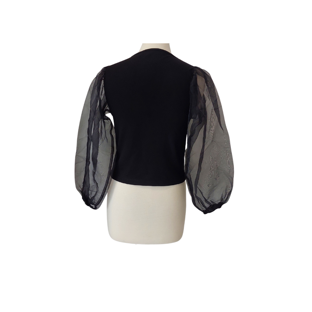 ZARA Black Sheer Sleeves Crop Top | Gently Used |