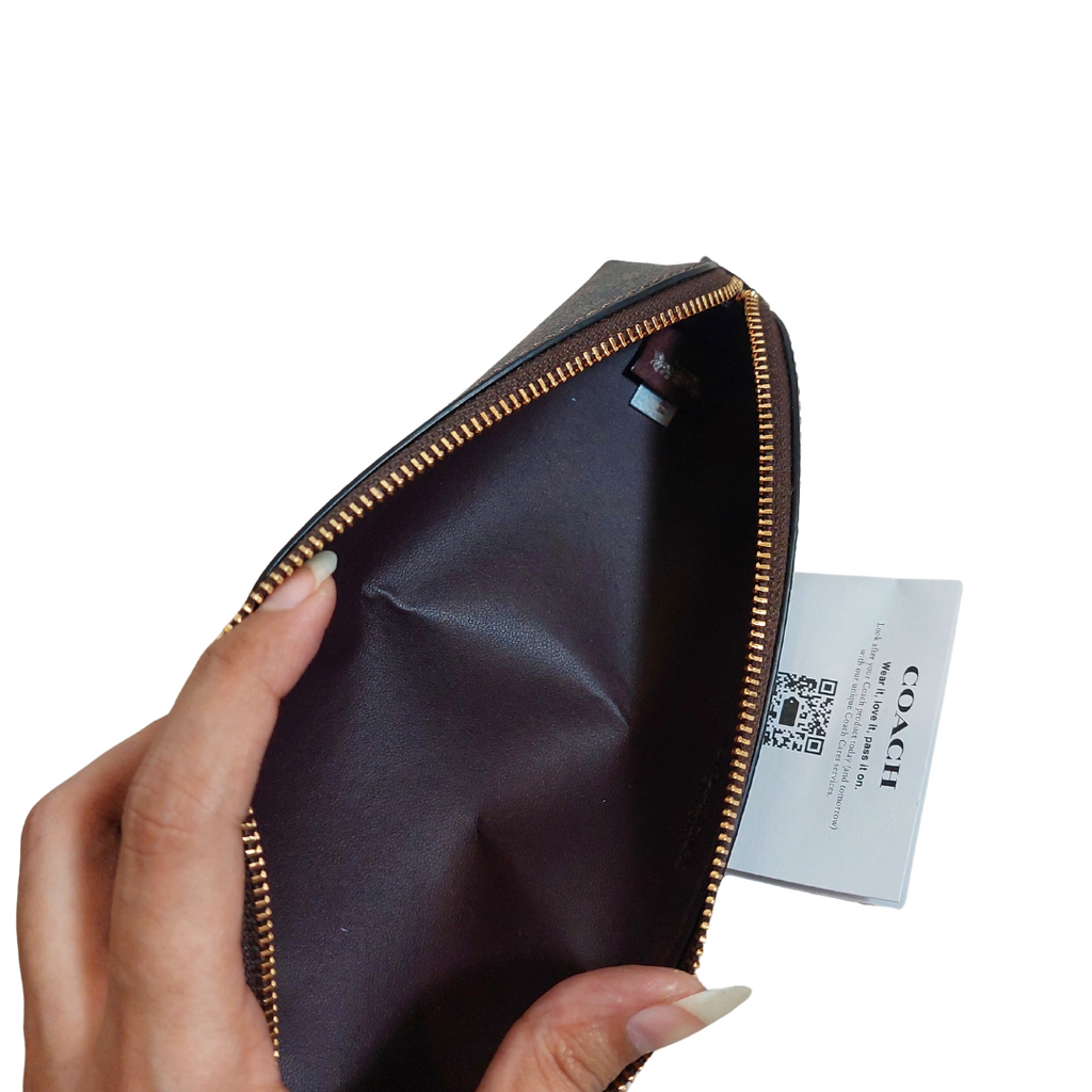 Coach Brown Signature Leather Pencil Case | Like New |