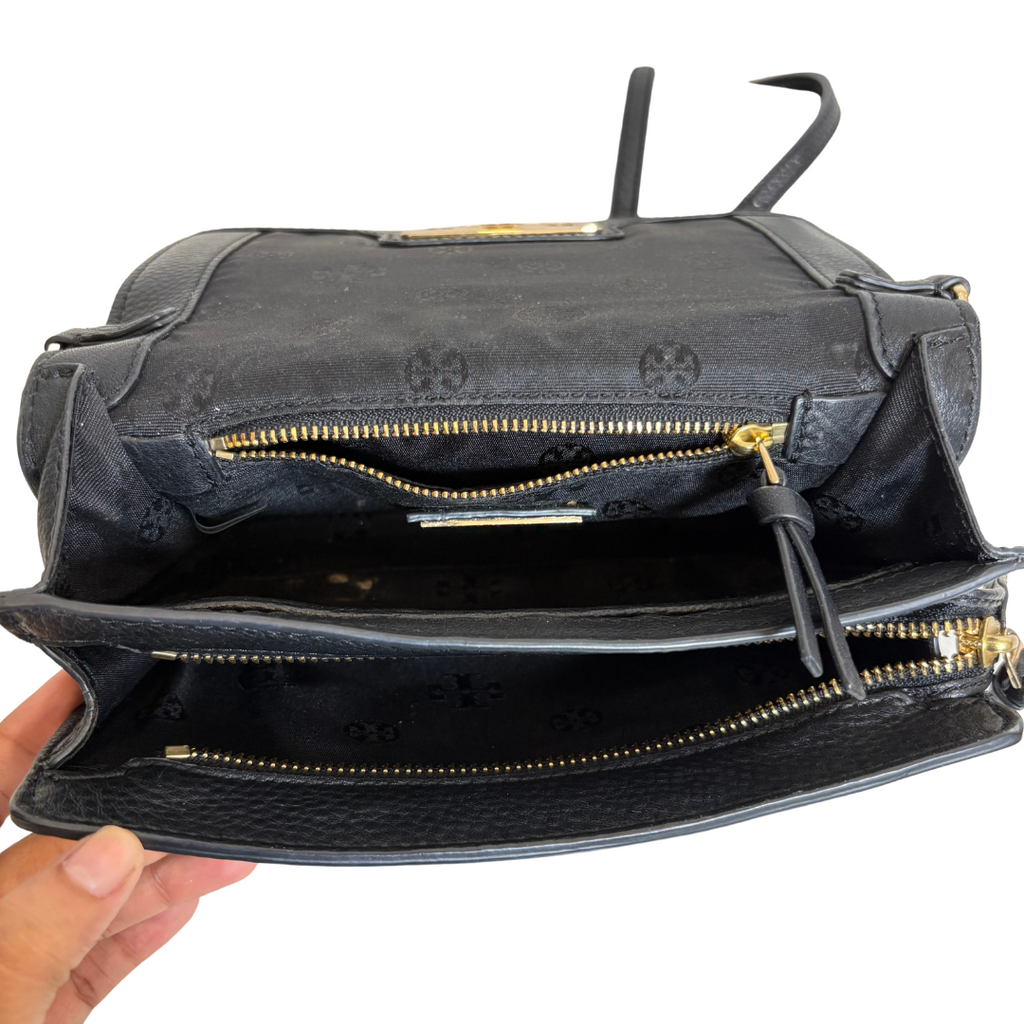 Tory Burch Black Leather Britten Combo Crossbody Bag | Pre Loved |