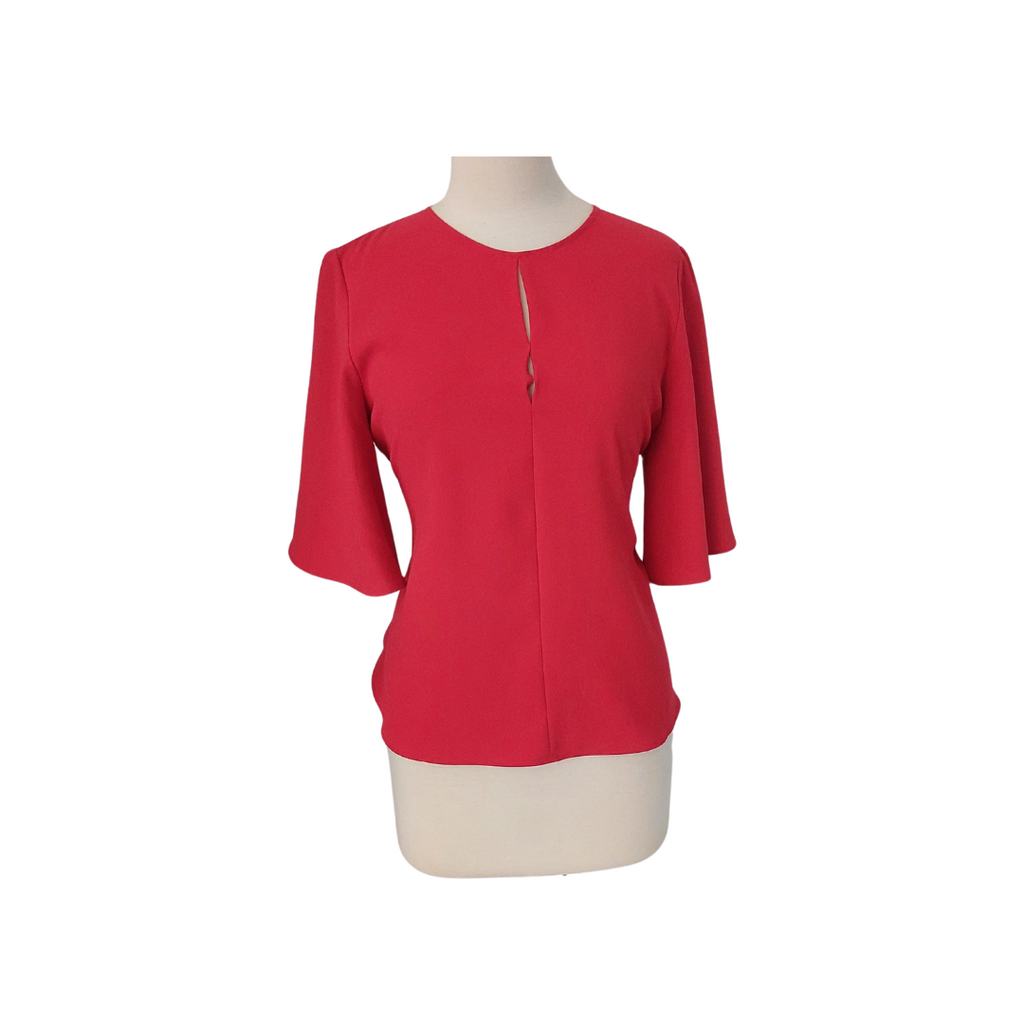 Zara Red Cut Out Waist Tie Blouse | Like New |