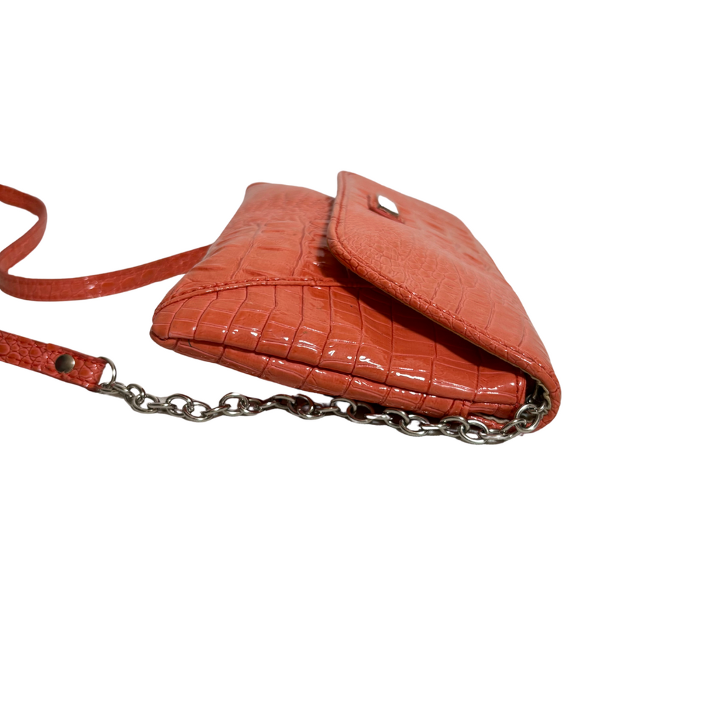 Nine West Orange Patent Leatherette Crossbody Bag | Pre Loved |