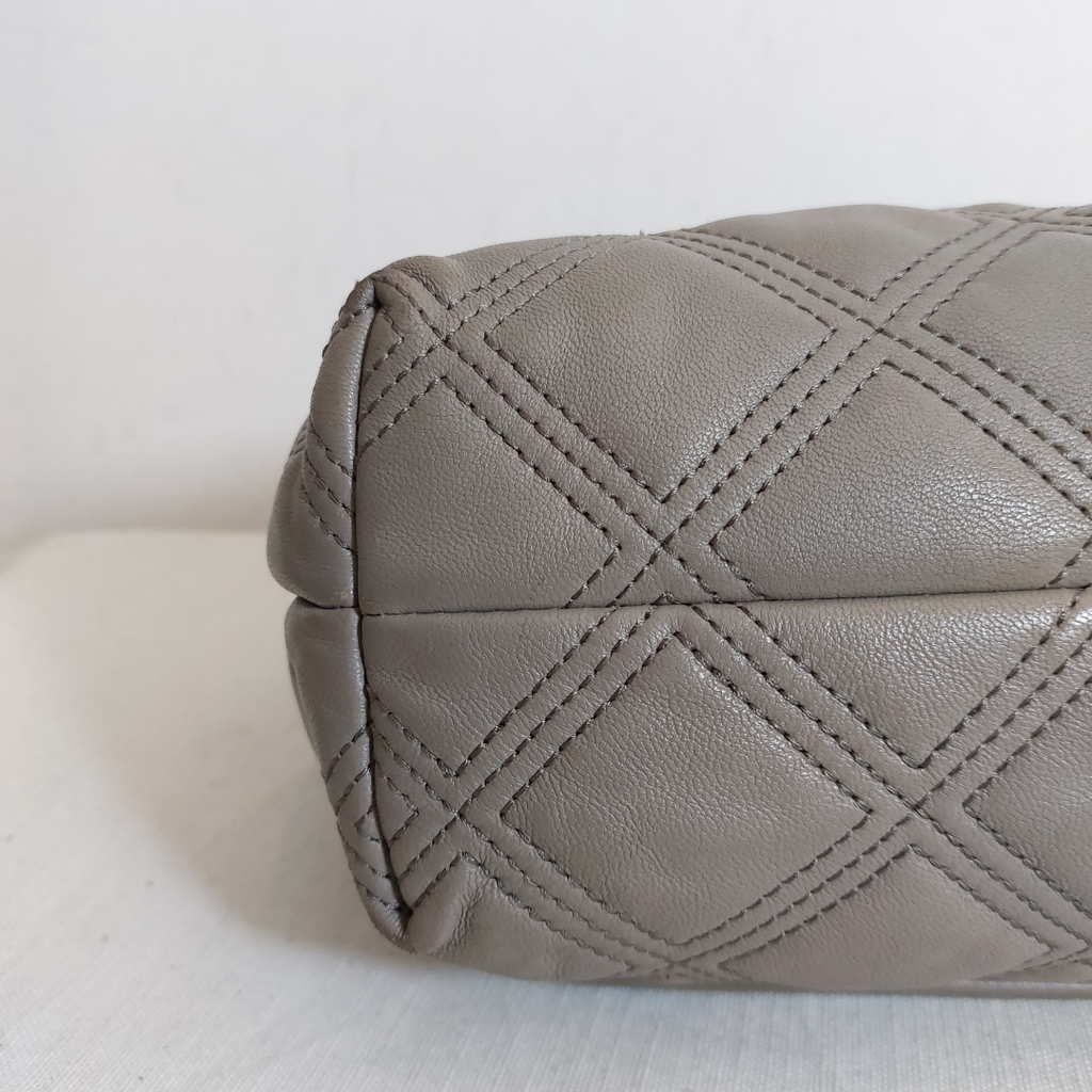 Tory Burch Grey Heron Soft Leather Fleming Tote Bag | Pre Loved |