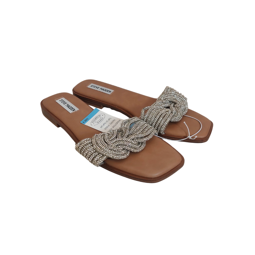 Steve Madden Rhinestone Padded Slide Sandals | Brand New |