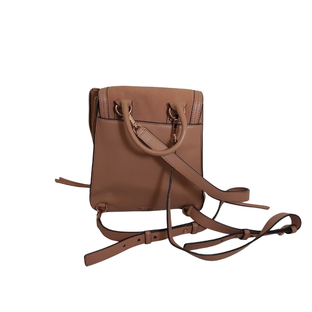 Rebecca Minkoff Tan Leather & Suede Embellished Convertible Backpack Purse | Pre Loved |