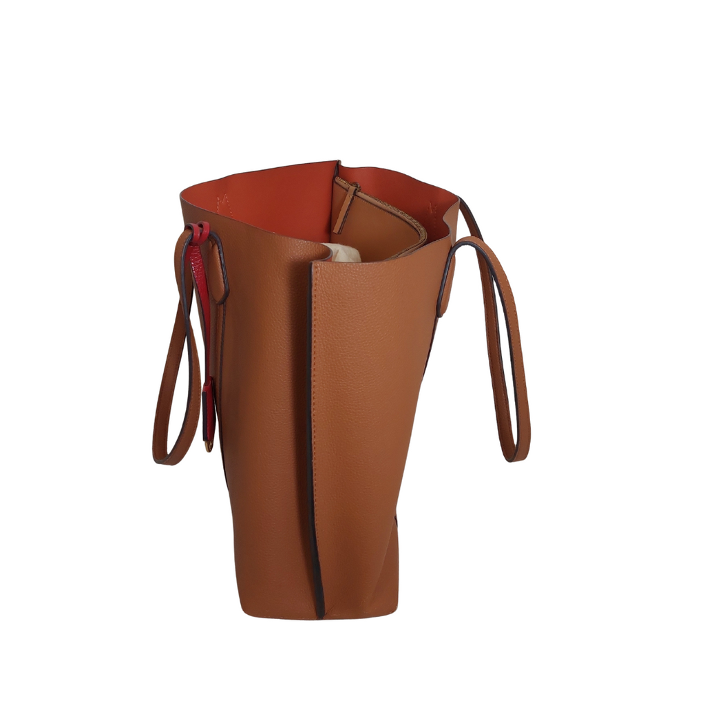 Tory Burch Brown Perry Triple Compartment Leather Tote Bag | Pre Loved |