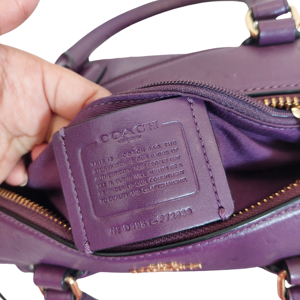 Coach Purple Leather Small Rowan Crossbody Handbag | Pre Loved |