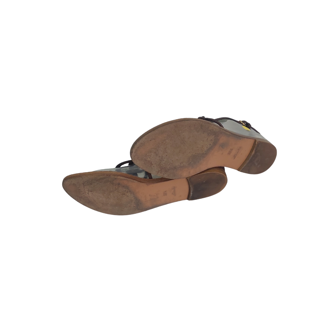 Louis Vuitton Brown Leather Fidji Flower Sandals | Pre Loved |