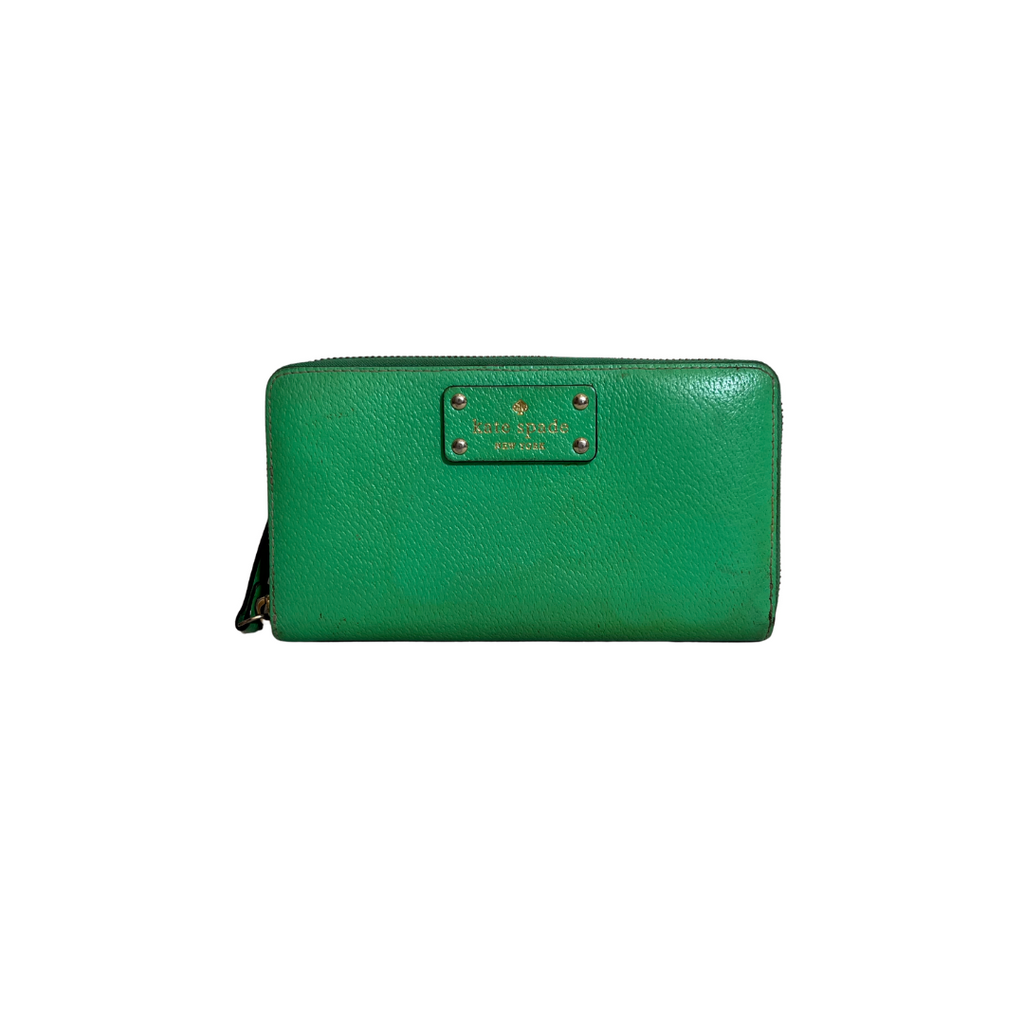 Kate Spade Green Neda Wellesley Zip Around Wallet | Pre Loved |